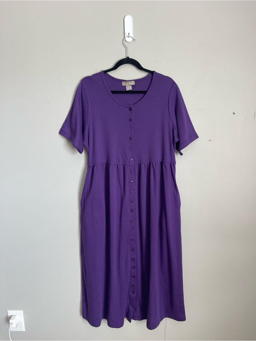 WOMAN WITHIN Purple Button-Front Midi Dress Sz 14/16